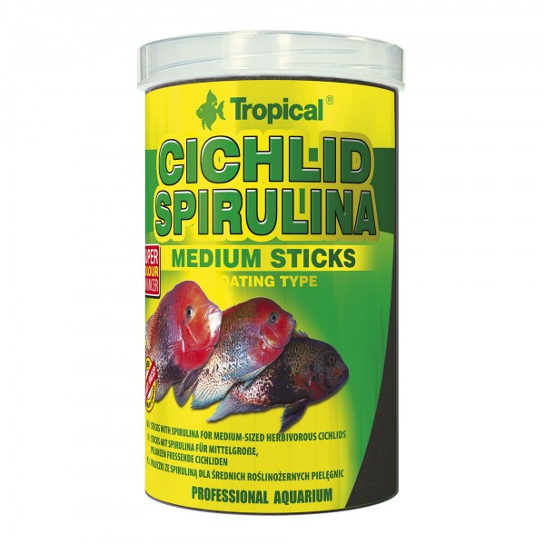 Fischfutter TROPICAL Cichlid Spirulina Medium Sticks, 1 Liter