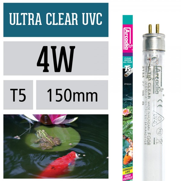 UV-C Leuchtstoffröhre Ultra Clear T5, 4 Watt, Länge 150 mm